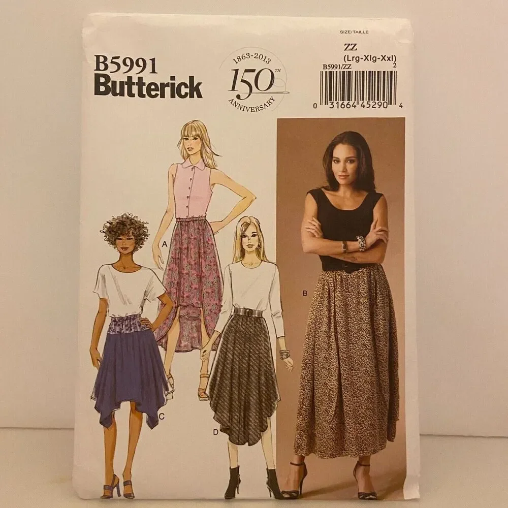 #B5991 Butterick Misses Skirt Sewing Pattern Size L-2XL